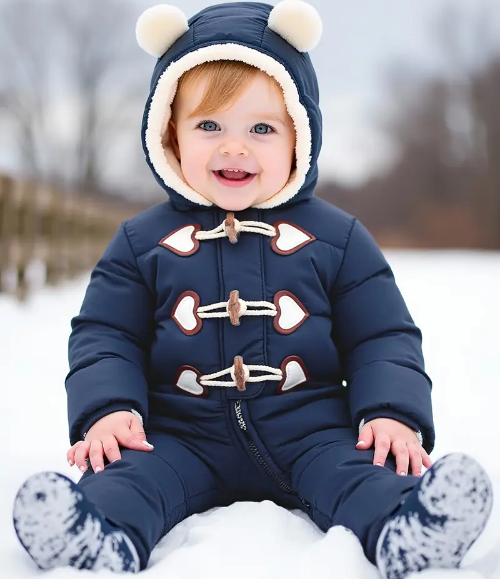 Barboteuse hivernale bébé en coton bio avec fermeture éclair