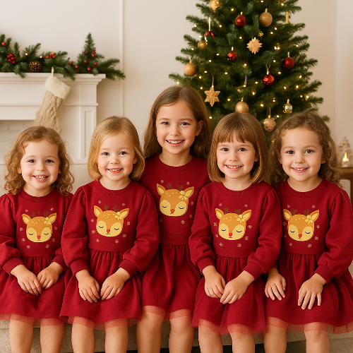 Robe de Noël Bordeaux Fille - Ensemble Festif Tulle et Sweat 3-7 ans royaumedebebeetmaman.com.com 3 Ans