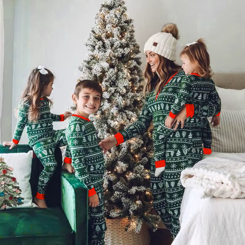 Pyjama NoĂ«l Famille Vert Assorti Collection Sapin Festive 2025đ royaumedebebeetmaman.com.com