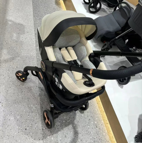 poussette bebe trois en un ultra compact beige
