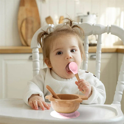 Assiette bebe a ventouse en bambou - dinosaure Rose  royaumedebebeetmaman.com.com