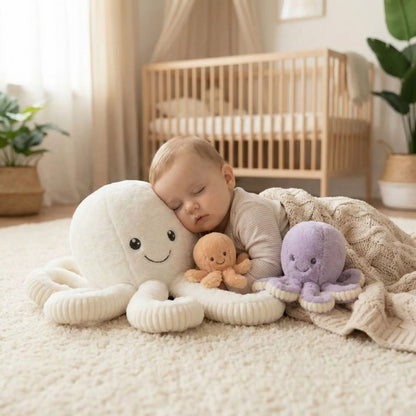 Peluche pieuvre bebe dorme paisiblement de royaume de bebe et maman