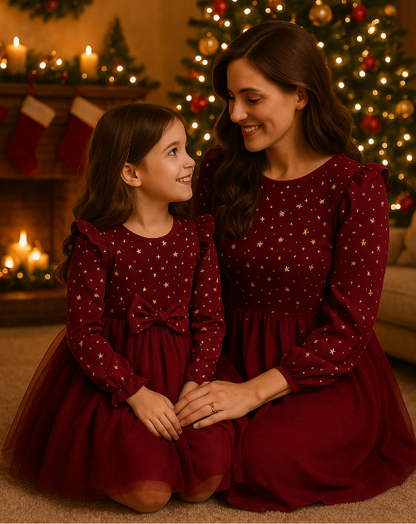 Robe Soirée Princesse Bébé Fille 1-8 ans - Velours Rouge Étoilé Noël Hiver  royaumedebebeetmaman.com.com