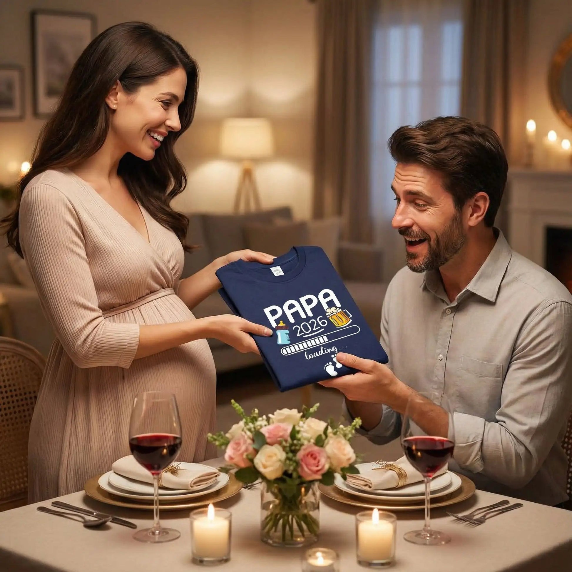 T-shirt personnalisé - Papa 2026 Loading  royaumedebebeetmaman.com.com