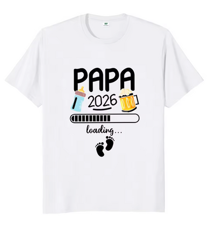 T-shirt personnalisé - Papa 2026 Loading  royaumedebebeetmaman.com.com