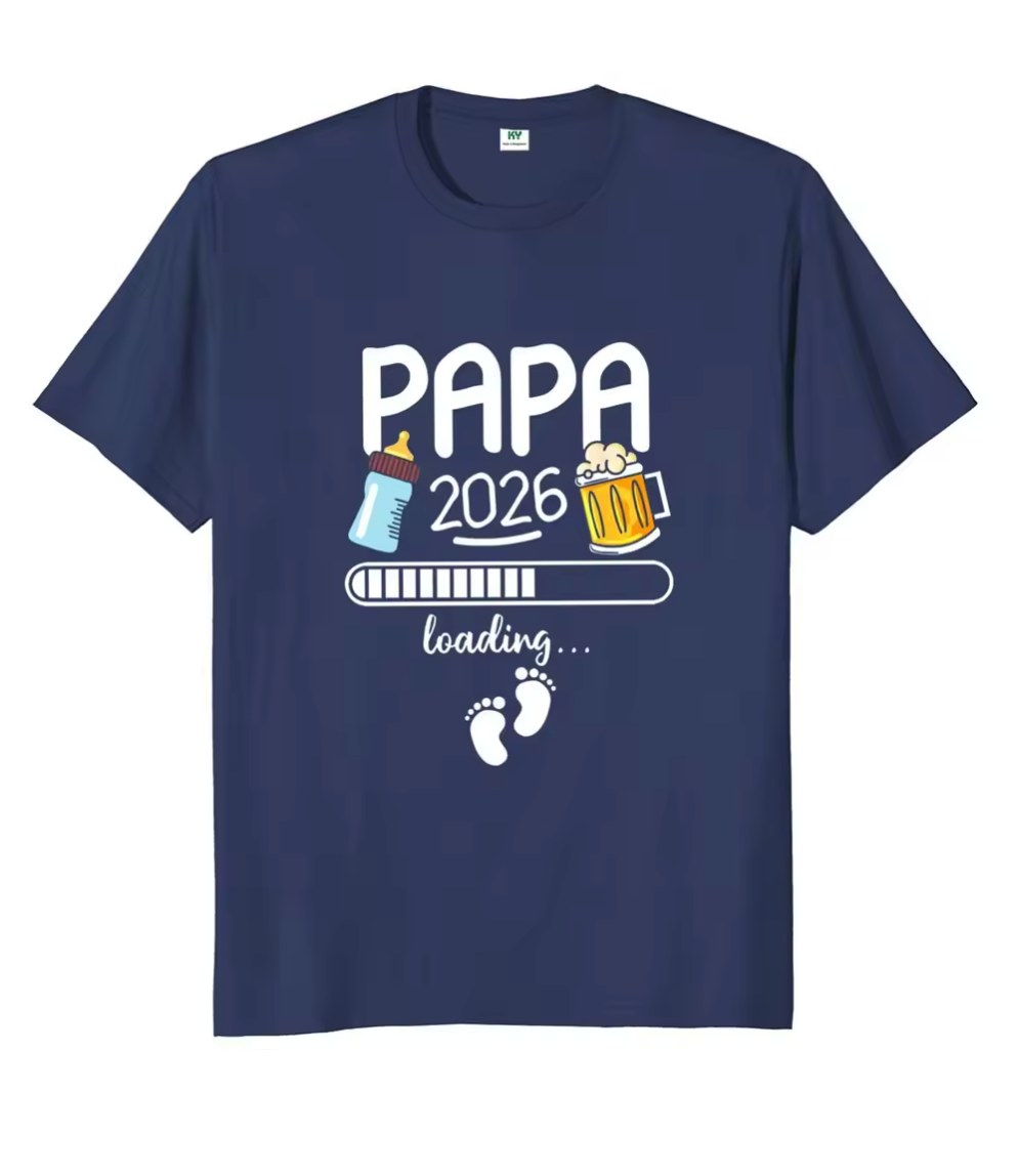 T-shirt personnalisé - Papa 2026 Loading  royaumedebebeetmaman.com.com