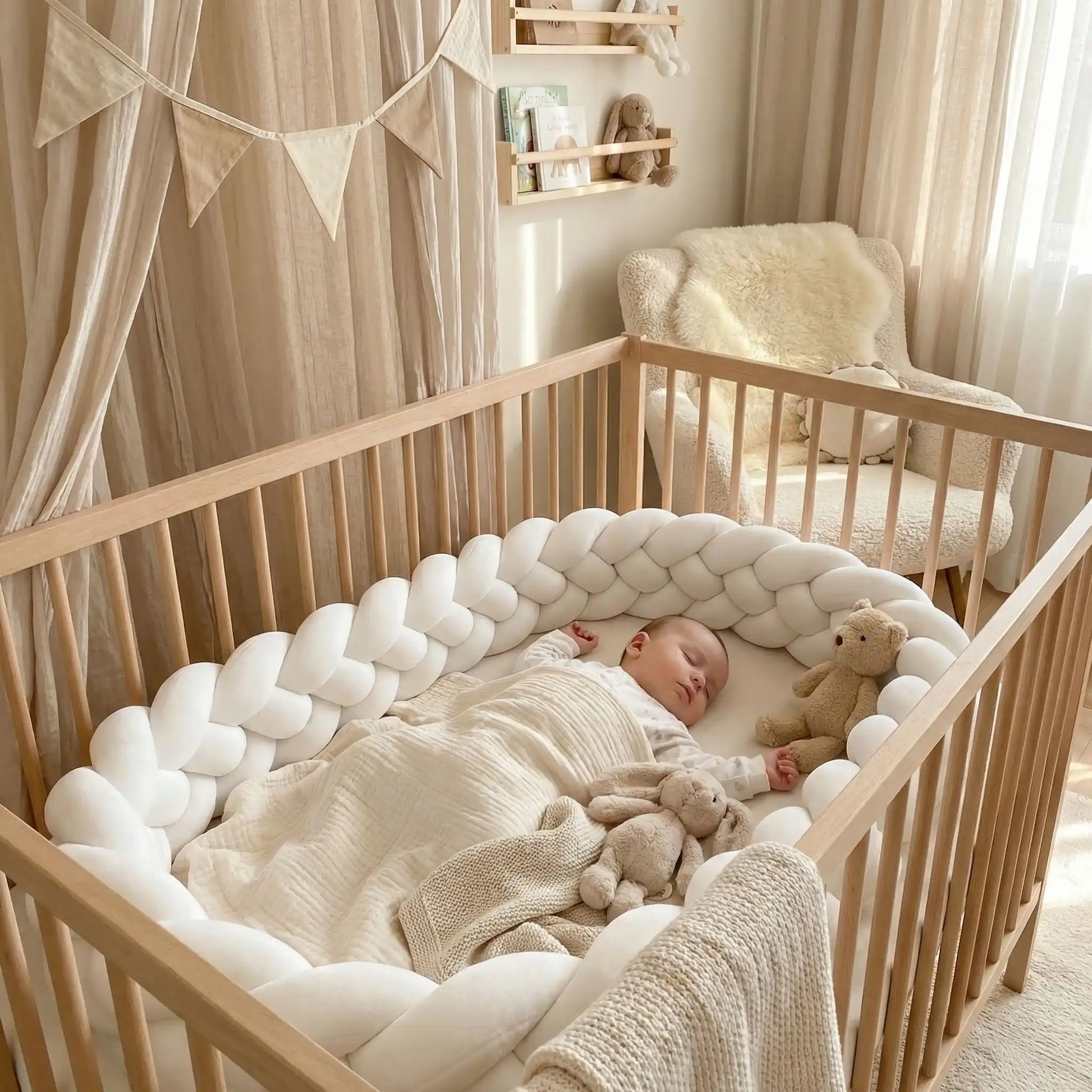 Tour de Lit Tressé  Coton Hypoallergénique