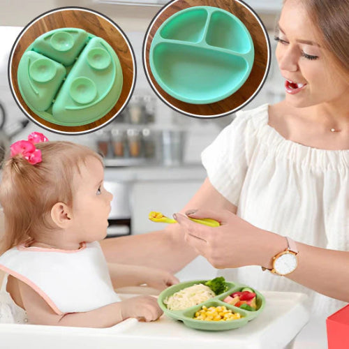 assiette bebe en silicone pour enfant de six moi au plus