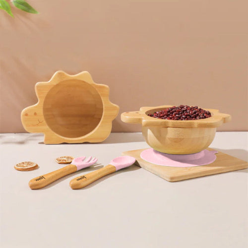 Assiette bebe a ventouse en bambou - dinosaure Rose  royaumedebebeetmaman.com.com