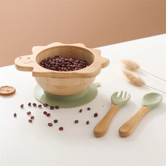 Assiette bebe | Plateau Bambou Bébé Dinosaure Vert  royaumedebebeetmaman.com.com