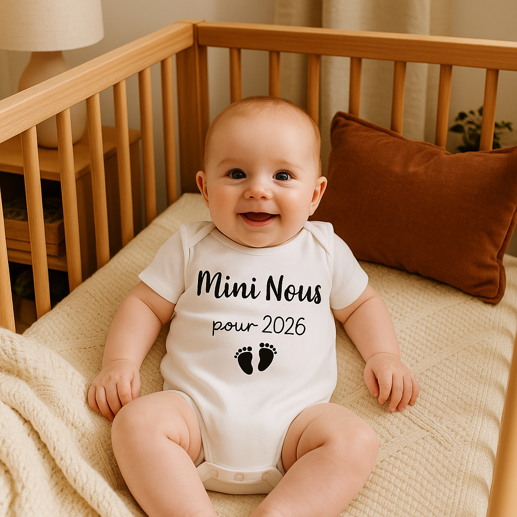 Body bébé personnalisé - Mini Nous Pour 2026  royaumedebebeetmaman.com.com