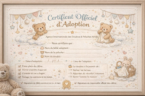 certificat de adoption de doudou de royaume de bebe t mama 