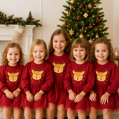 Robe de Noël Bordeaux Fille - Ensemble Festif Tulle et Sweat 3-7 ans  royaumedebebeetmaman.com.com 3 Ans