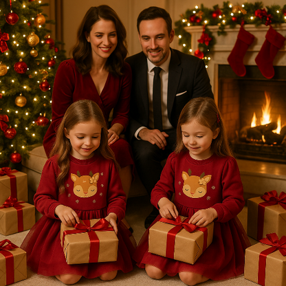 Robe de Noël Bordeaux Fille - Ensemble Festif Tulle et Sweat 3-7 ans  royaumedebebeetmaman.com.com
