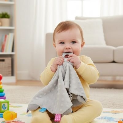 Doudou bebe gris elephant de royaume de bebe et maman