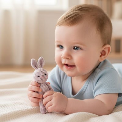 Doudou lapin de royaume de bebe et maman