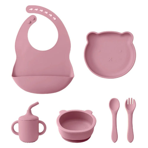 Assiette Bebe | Ensemble D'alimentation En Silicone  royaumedebebeetmaman.com.com Rose