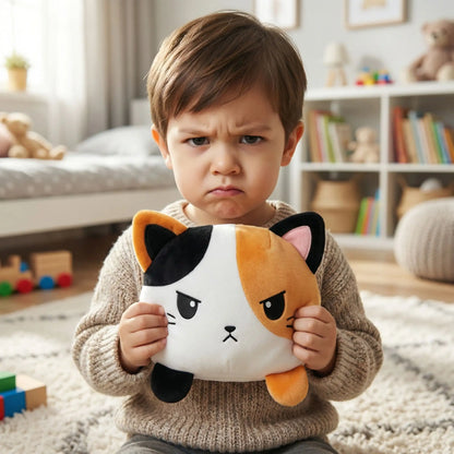 Peluche chat - Réversible Joyeux Et Grincheux