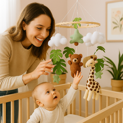 mobile bébé artisanal de royaume de bebe et maman