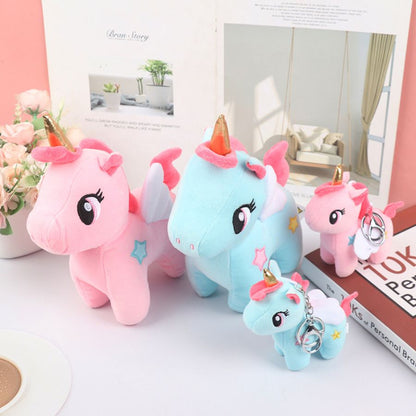 peluche licorne  bleu et rose