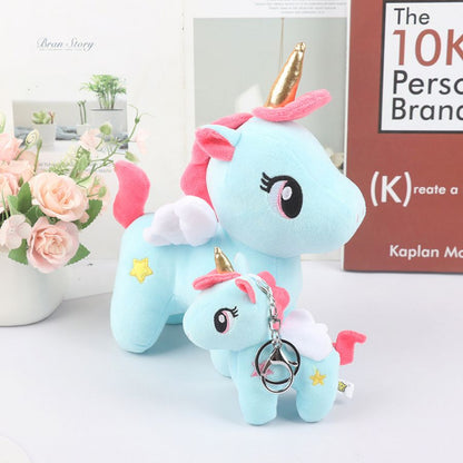 peluche licorne  bleu et rose