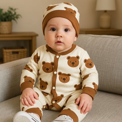 Barboteuse Ourson | Coton Doux  royaumedebebeetmaman.com.com