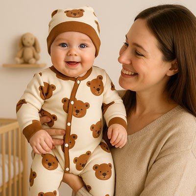 Barboteuse Ourson | Coton Doux  royaumedebebeetmaman.com.com