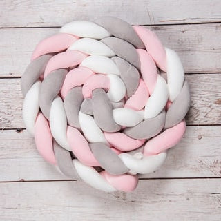 Tour de lit bébé - Rose Gris Blanc  royaumedebebeetmaman.com.com