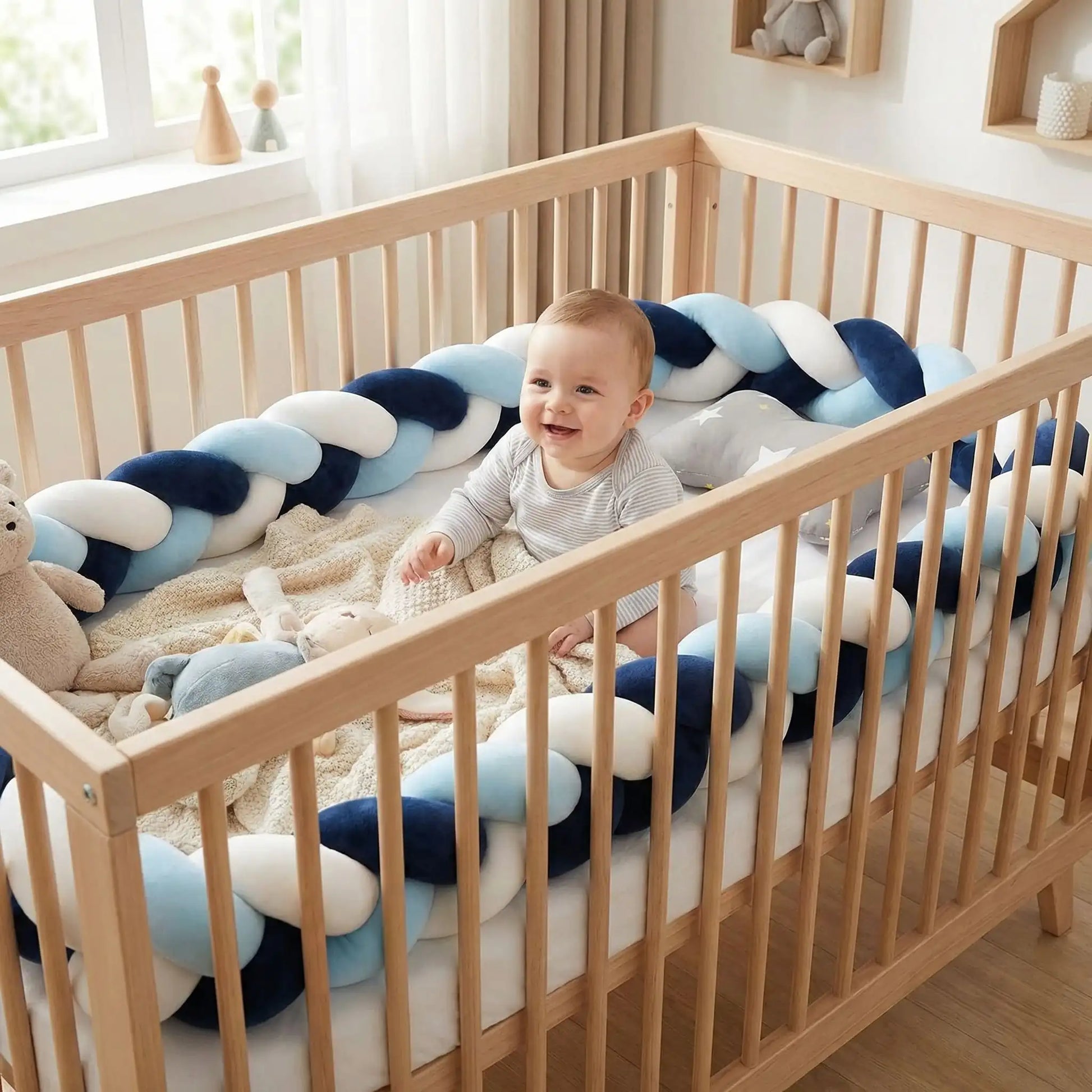 tour  de lit tressé de royaume de bebe et maman